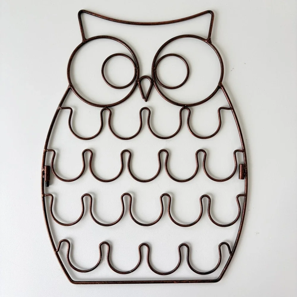 Set of 2 Copper Wire Owl Coffee Pod Holder Wall Decor Countertop Organizer